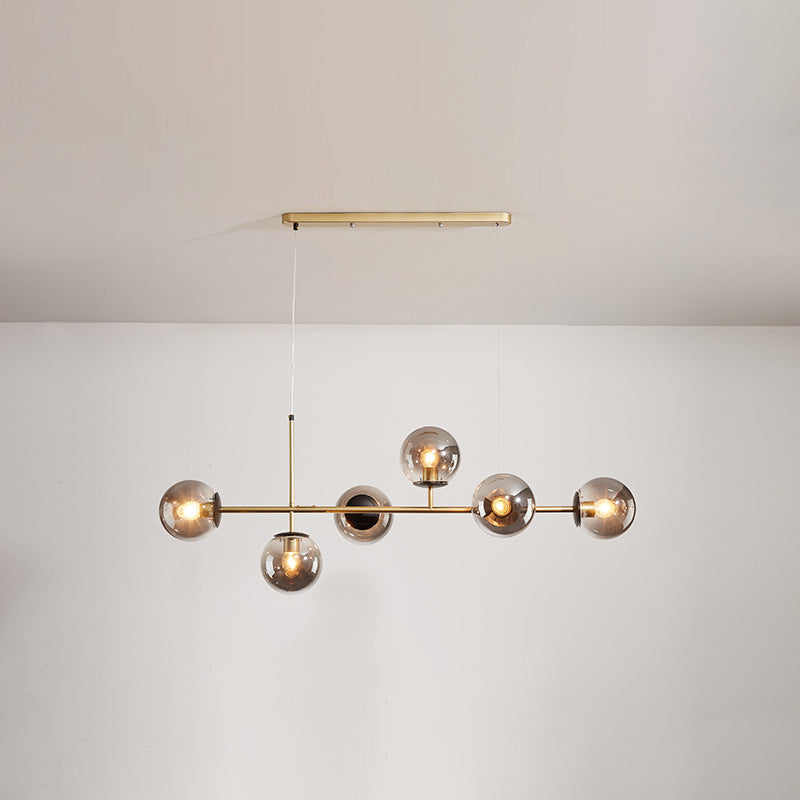 Modern Creative Globe Isola Light Iron Iron a 6 luci a sospensione Light With Glass Shade
