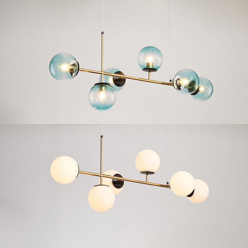 Modern Creative Globe Isola Light Iron Iron a 6 luci a sospensione Light With Glass Shade
