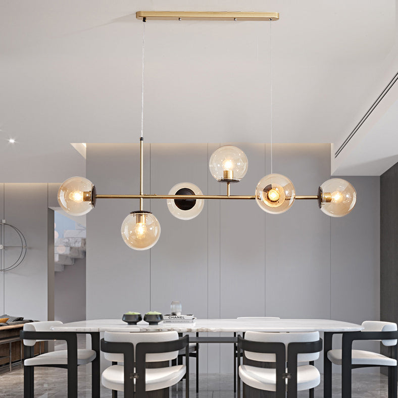 Modern Creative Globe Isola Light Iron Iron a 6 luci a sospensione Light With Glass Shade