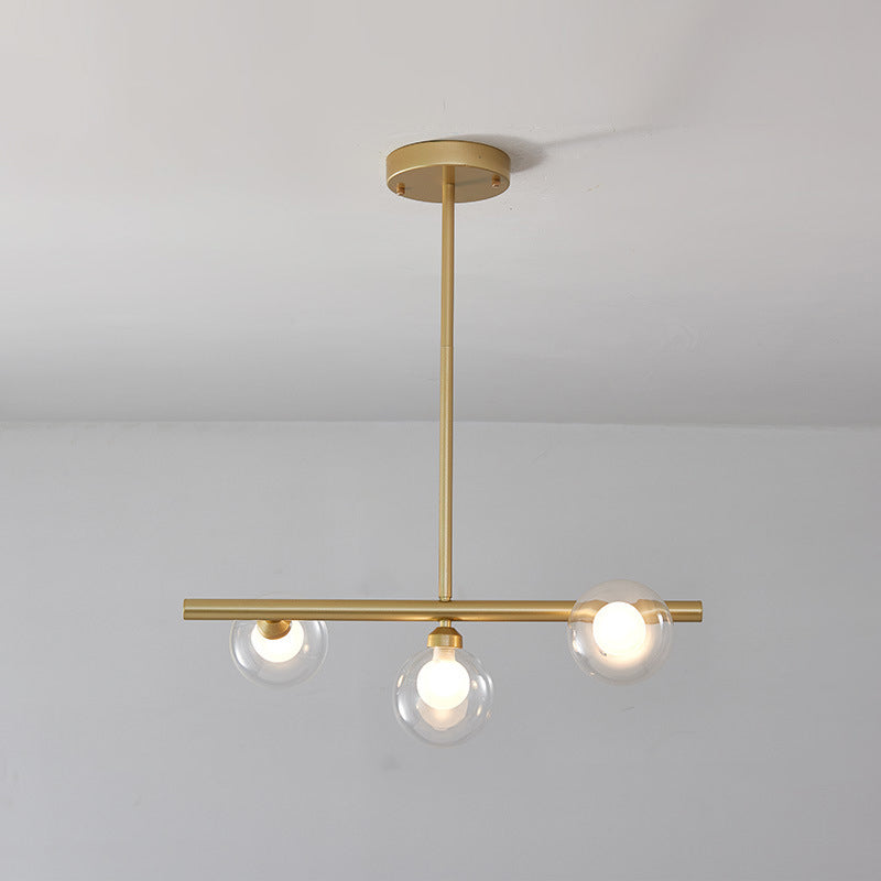 Clear Globe Glass Island Light in Modern Creative Style Wrought Iron Pendant Light for Dining Room