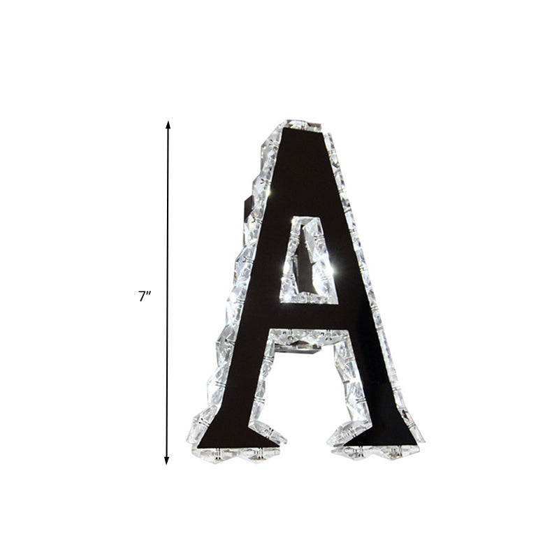 LED Store Wall Lamp Modern Black Wall Mount Light with A-Shaped Clear Crystal Shade in Warm/White/Natural Light