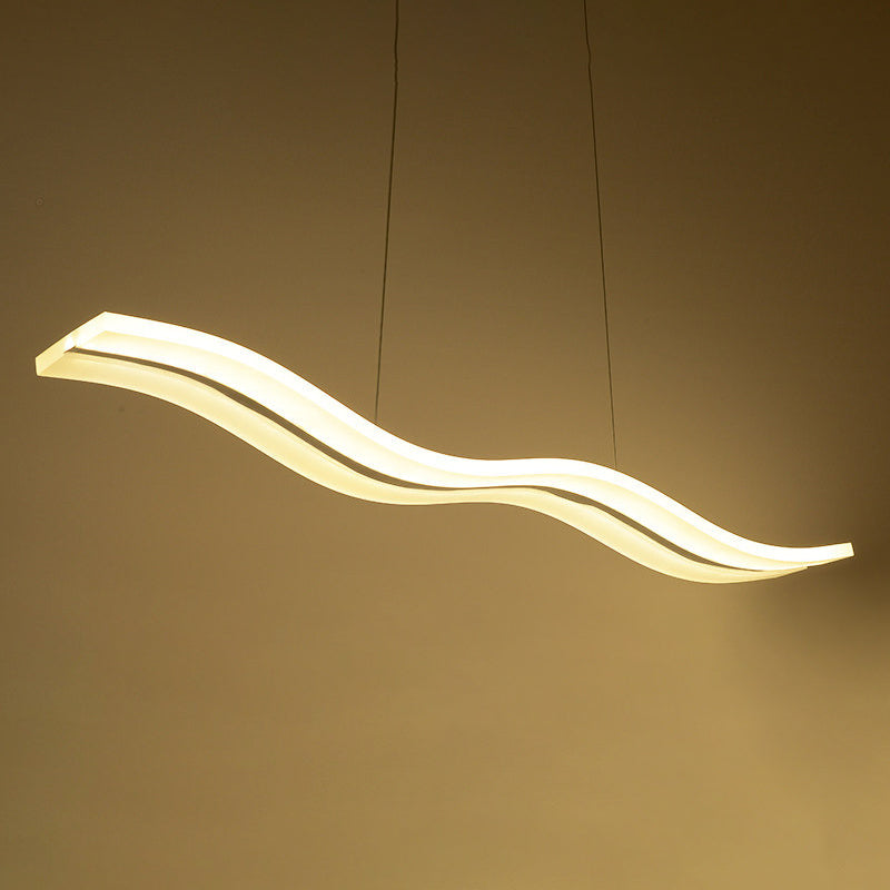 White Wave LED Island Light in Modern Concise Style Stainless-Steel Pendant Light with Acrylic Shade