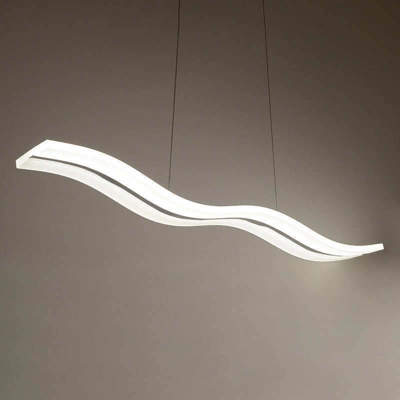 Luz de la isla LED de ola blanca en moderna luz colgante de acero inoxidable de estilo conciso con sombra acrílica