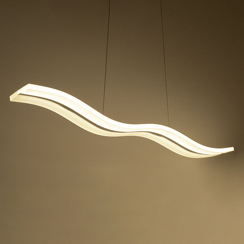 Luz de la isla LED de ola blanca en moderna luz colgante de acero inoxidable de estilo conciso con sombra acrílica