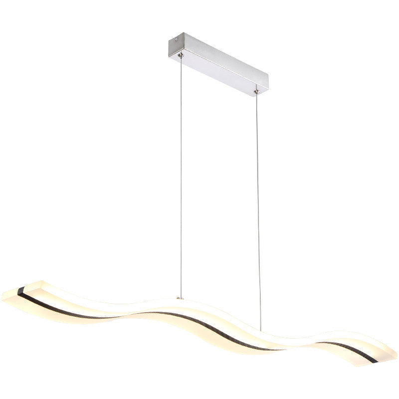 Luz de la isla LED de ola blanca en moderna luz colgante de acero inoxidable de estilo conciso con sombra acrílica