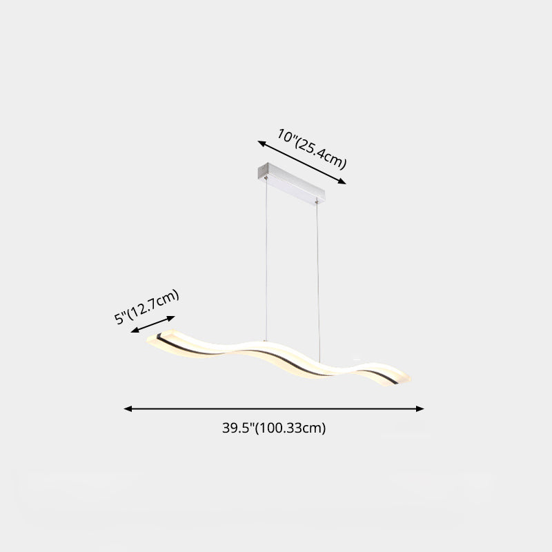 Luz de la isla LED de ola blanca en moderna luz colgante de acero inoxidable de estilo conciso con sombra acrílica