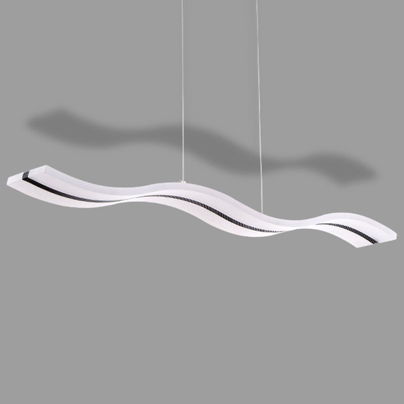 Luz de la isla LED de ola blanca en moderna luz colgante de acero inoxidable de estilo conciso con sombra acrílica