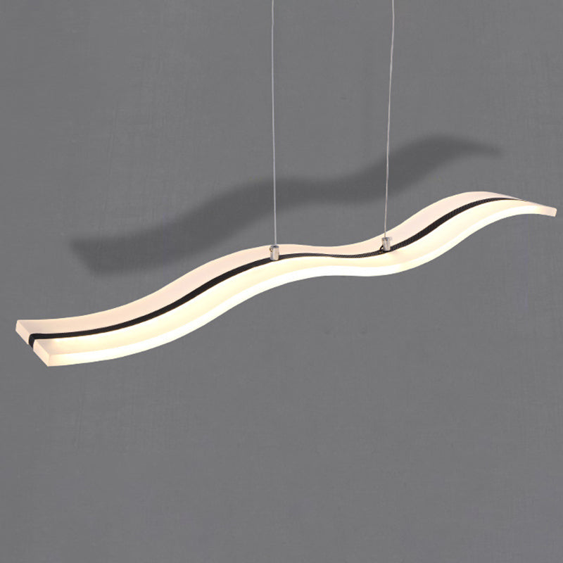 Luz de la isla LED de ola blanca en moderna luz colgante de acero inoxidable de estilo conciso con sombra acrílica