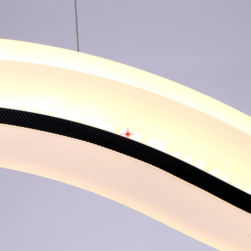 Luz de la isla LED de ola blanca en moderna luz colgante de acero inoxidable de estilo conciso con sombra acrílica