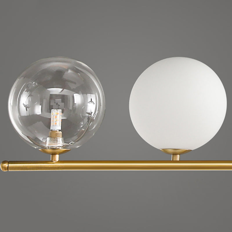 Gold Modern Island Lighting Linear Glass Chandelier Light Fixture for Dining Room