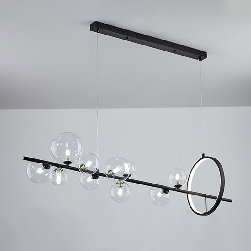 Ideas modernas de iluminación de la isla de vidrio transparente lámpara lineal lámpara de araña lineal para el comedor