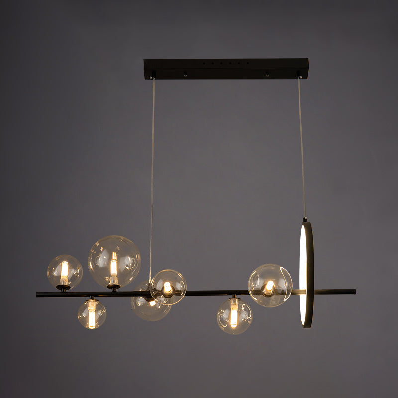 Modern Clear Glass Island Lighting Ideas Linear Chandelier Lamp for Dining Room