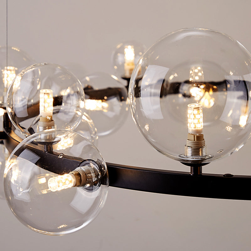 Ideas modernas de iluminación de la isla de vidrio transparente lámpara lineal lámpara de araña lineal para el comedor