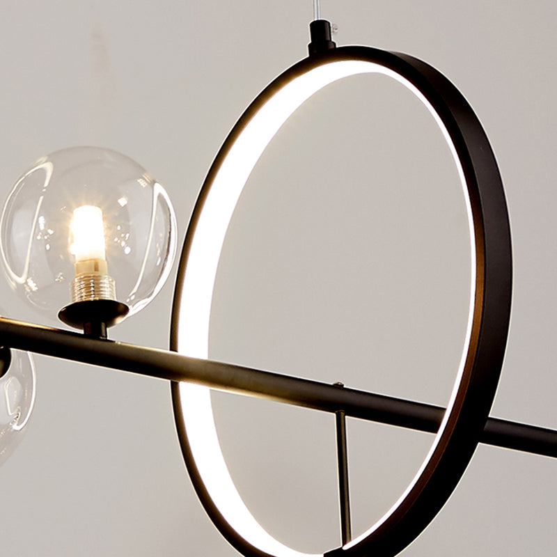 Ideas modernas de iluminación de la isla de vidrio transparente lámpara lineal lámpara de araña lineal para el comedor