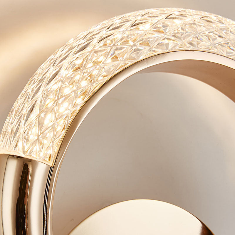Lámparas de pared acrílica de círculo dorado lámpara de montaje de pared moderna de 1 luces para sala de estar