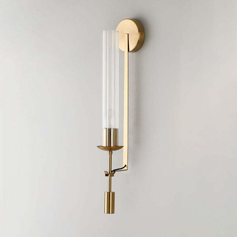 Contemporary Armed Wall Mounted Light Fixture 1-Light Glass Sconce Light for Bedroom