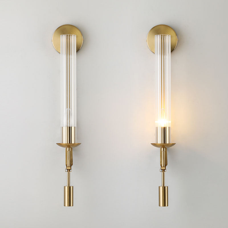 Contemporary Armed Wall Mounted Light Fixture 1-Light Glass Sconce Light for Bedroom