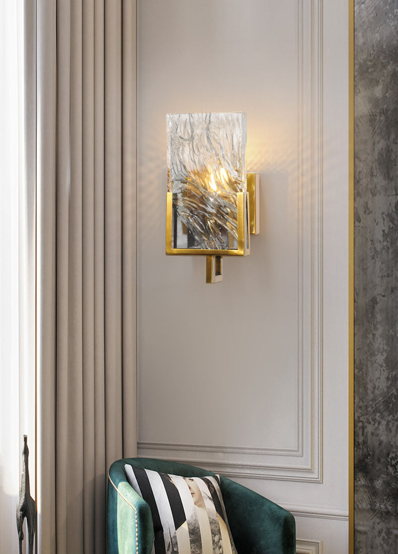 1 Lichtgold zeitgenössische Wandbeleuchtung Kristallquadrat-Wandbeleuchtung für Schlafzimmer