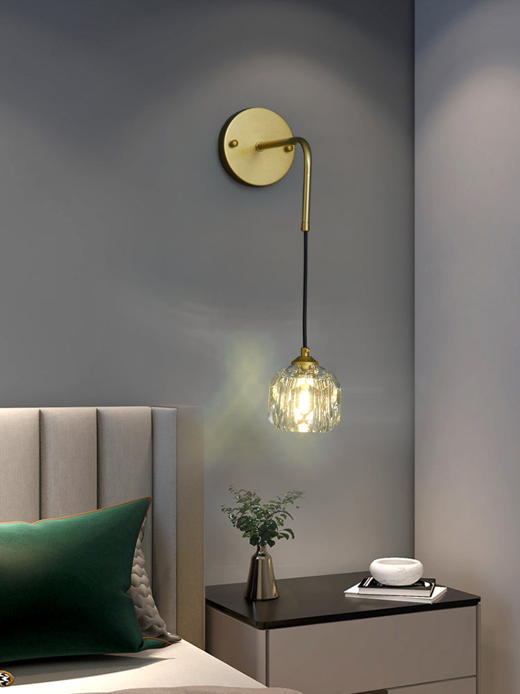 1-Light Contemporary Crystal Wall Sconce Armed Wall Light Lamp for Bedroom