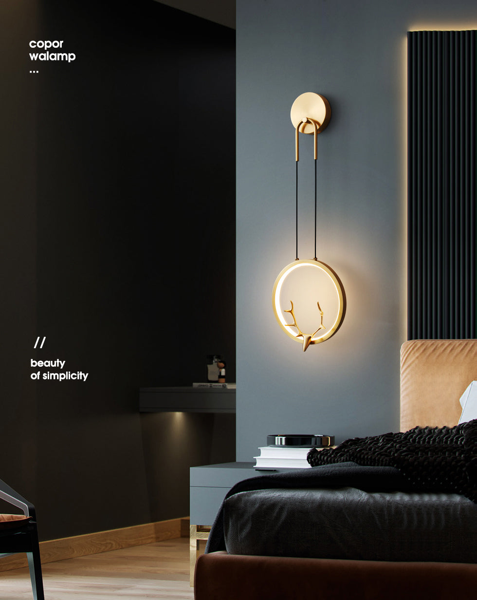1-Licht Metall zeitgenössische Wandleuchte Antlers Schaftlampe für Schlafzimmer