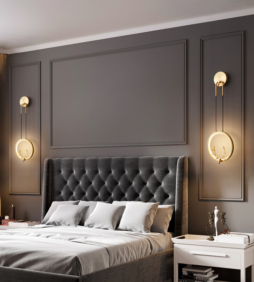 1-Licht Metall zeitgenössische Wandleuchte Antlers Schaftlampe für Schlafzimmer