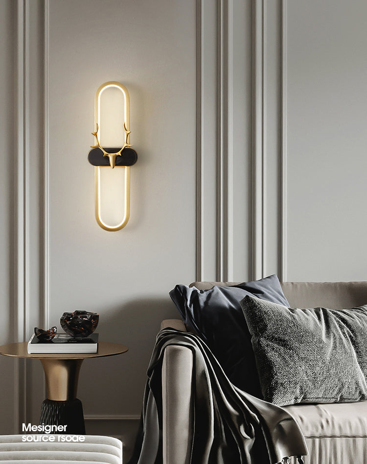 Copper Antlers Wall-Mounted Light Metal Wall Light Sconces for Bedroom
