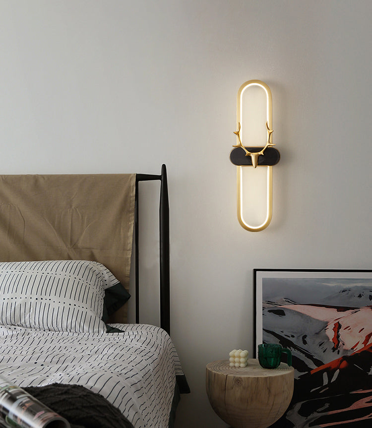 Copper Antlers Wall-Mounted Light Metal Wall Light Sconces for Bedroom