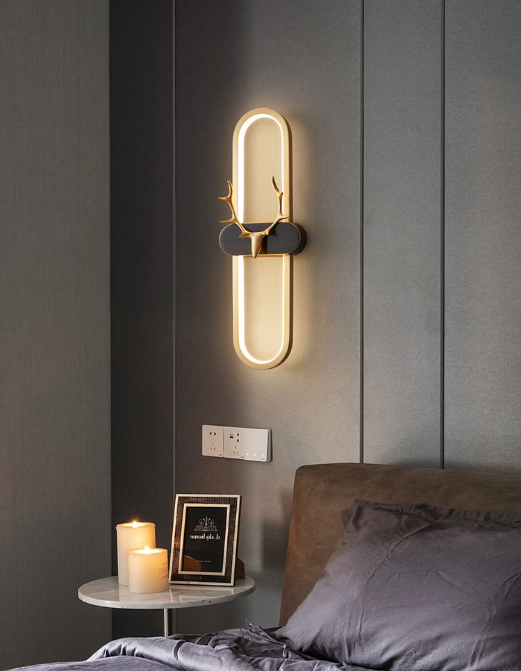 Copper Antlers Wall-Mounted Light Metal Wall Light Sconces for Bedroom