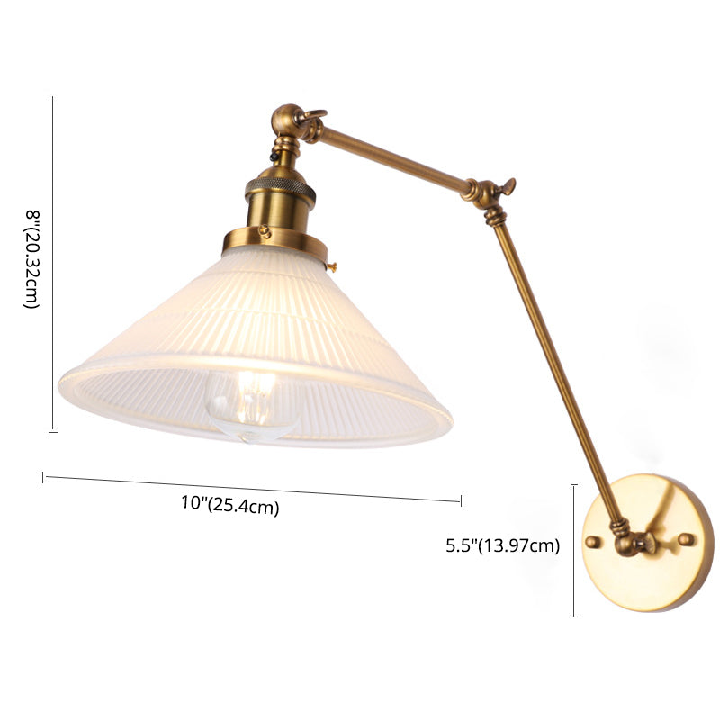 Vintage Industrial Cone Leuchte Leuchte Metall 1-Licht Wandleuchte in Messing und Weiß