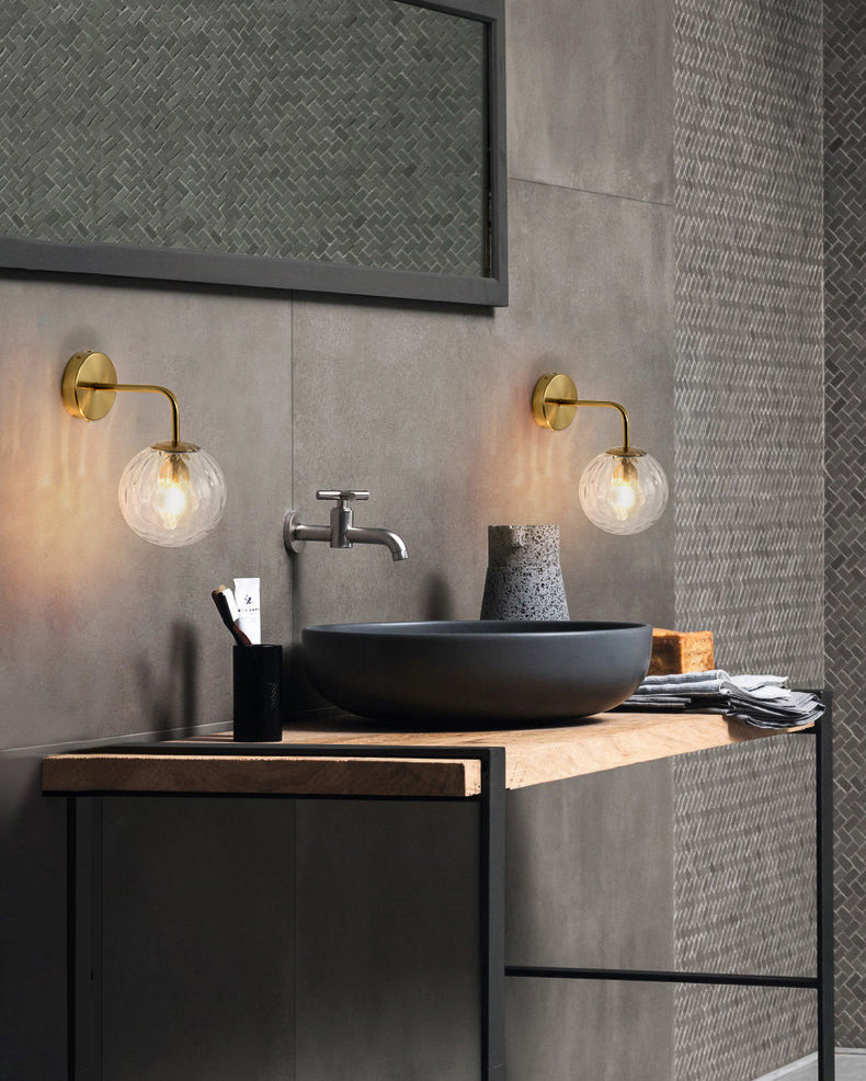 Orb Leuchtenbeleuchtung industriell geblasenes Glas 1-Licht-Wandlampen in Gold und Schwarz