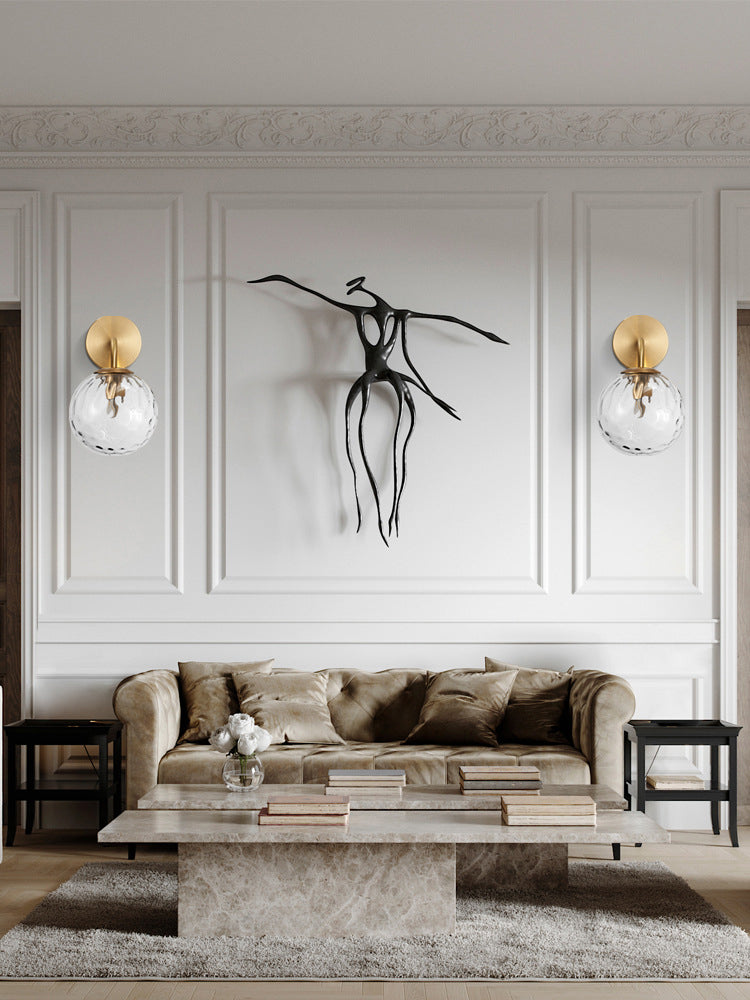 Orb Leuchtenbeleuchtung industriell geblasenes Glas 1-Licht-Wandlampen in Gold und Schwarz