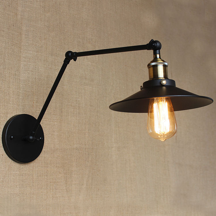Industrielle Scheune Schwung Arm Saftleuchten Metall 1-Licht-Wandlampe in Chrom und Schwarz