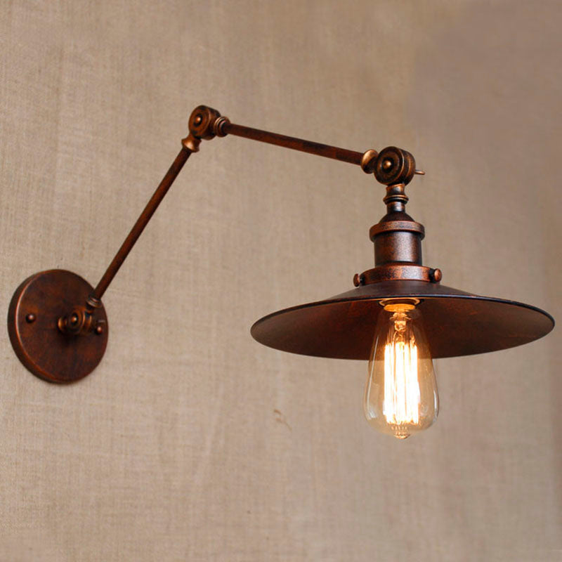 Industrielle Scheune Schwung Arm Saftleuchten Metall 1-Licht-Wandlampe in Chrom und Schwarz