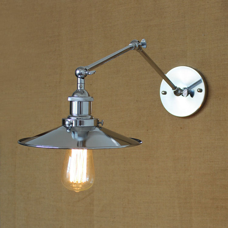 Industrielle Scheune Schwung Arm Saftleuchten Metall 1-Licht-Wandlampe in Chrom und Schwarz