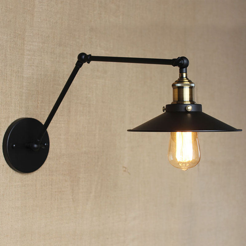 Industrielle Scheune Schwung Arm Saftleuchten Metall 1-Licht-Wandlampe in Chrom und Schwarz