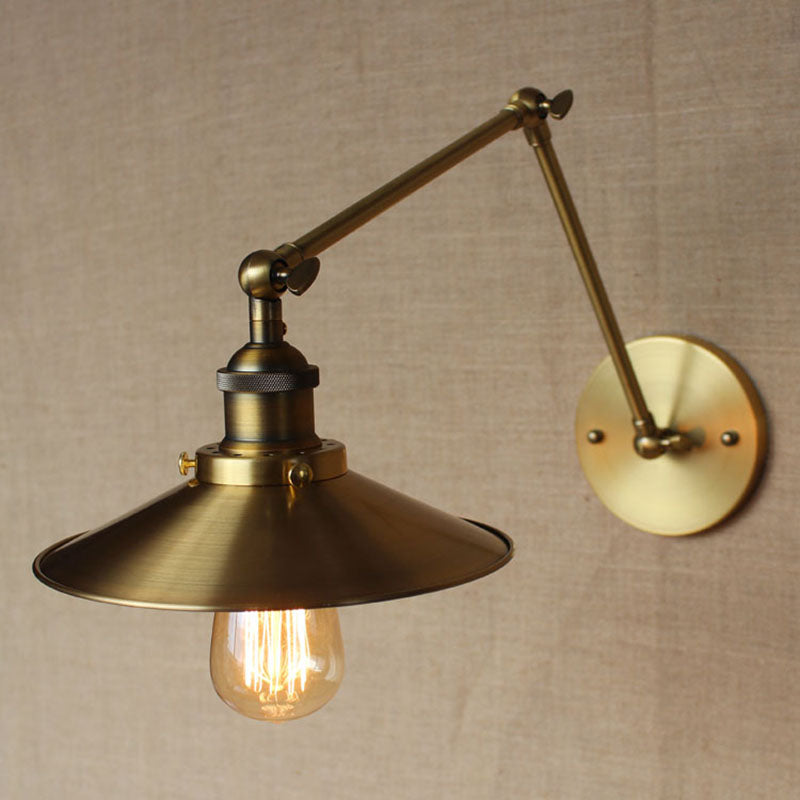 Industrielle Scheune Schwung Arm Saftleuchten Metall 1-Licht-Wandlampe in Chrom und Schwarz