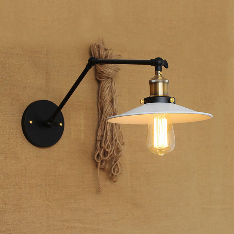 Industrielle Scheune Schwung Arm Saftleuchten Metall 1-Licht-Wandlampe in Chrom und Schwarz