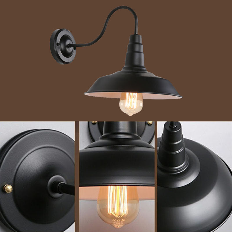 Wölbende Wandleuchte leichte industrielle Eisen 1-Licht-Wandbeleuchtung in Schwarz