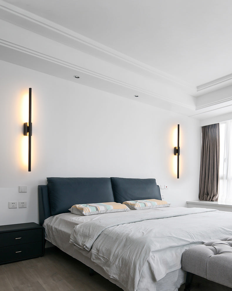 Sconce da parete lineare a 1 luce moderna moderna illuminazione da parete in vetro in stile semplice in nero