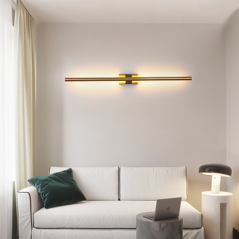 Sconce da parete lineare a 1 luce moderna moderna illuminazione da parete in vetro in stile semplice in nero