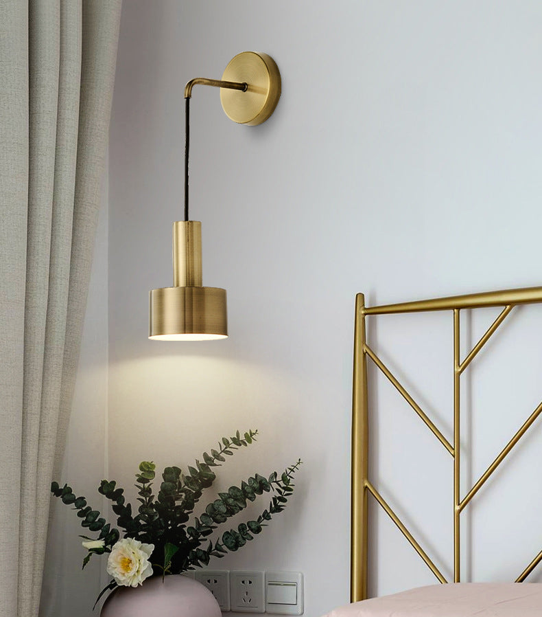 1 Licht lineare und halbe Zylinder Wandleuchte moderne einfache Stilbeleuchtung in Gold