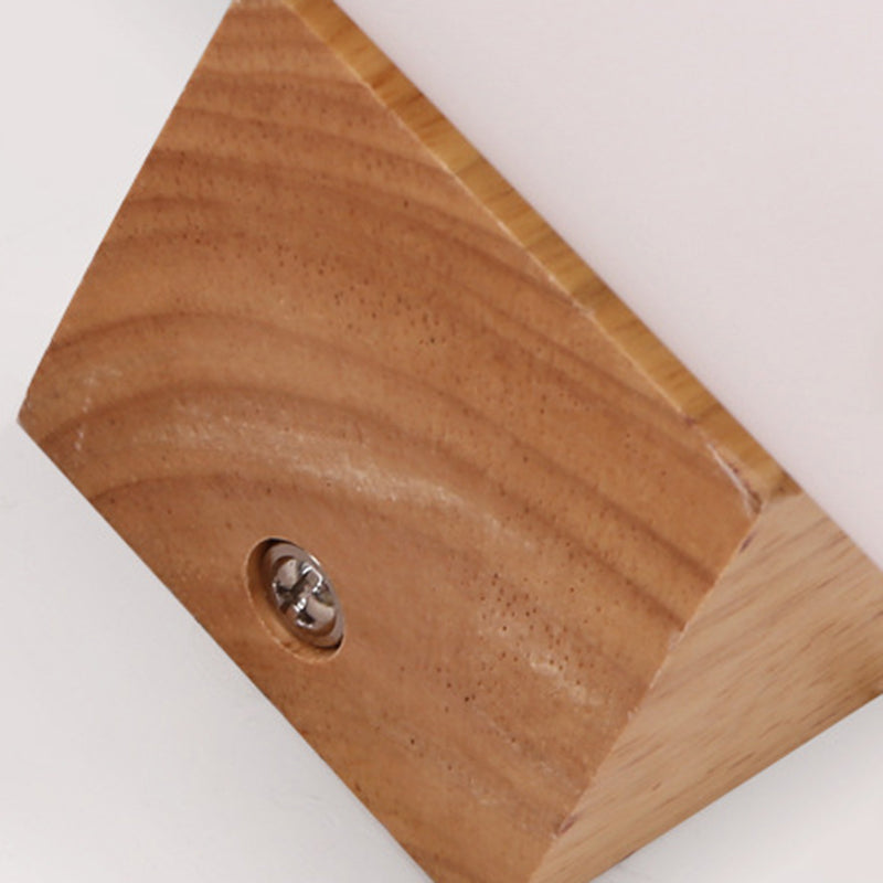 Wooden Cylindrical Wall Lamp in Modern Concise Style White Glass Wall Light for Bedroom