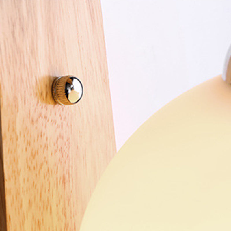 White Glass Wall Lamp in Modern Minimalist Style Wooden Globe Wall Light for Interior Spaces