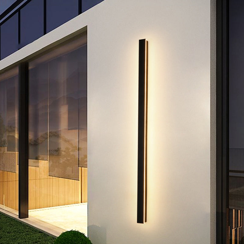 Moderner einfacher Stil Linearer Schatten Wandleuchten Metal 1 Leichte Leuchten im schwarzen Finish