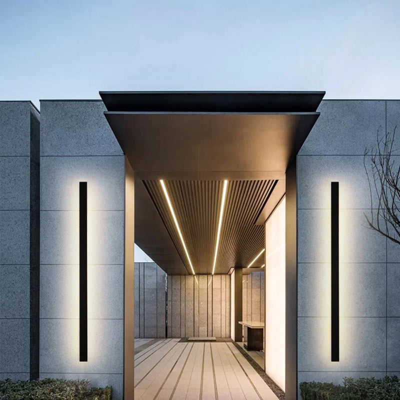 Moderner einfacher Stil Linearer Schatten Wandleuchten Metal 1 Leichte Leuchten im schwarzen Finish