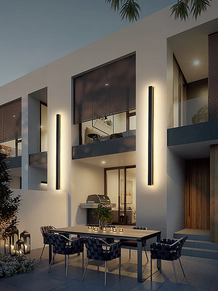 Moderner einfacher Stil Linearer Schatten Wandleuchten Metal 1 Leichte Leuchten im schwarzen Finish