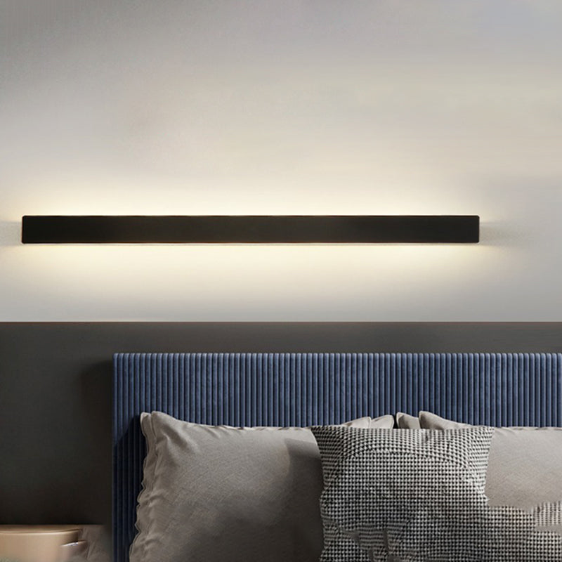 Linear Shade Wall Lighting Modern Simple Style  1 Light Sconce Light in Black Finish
