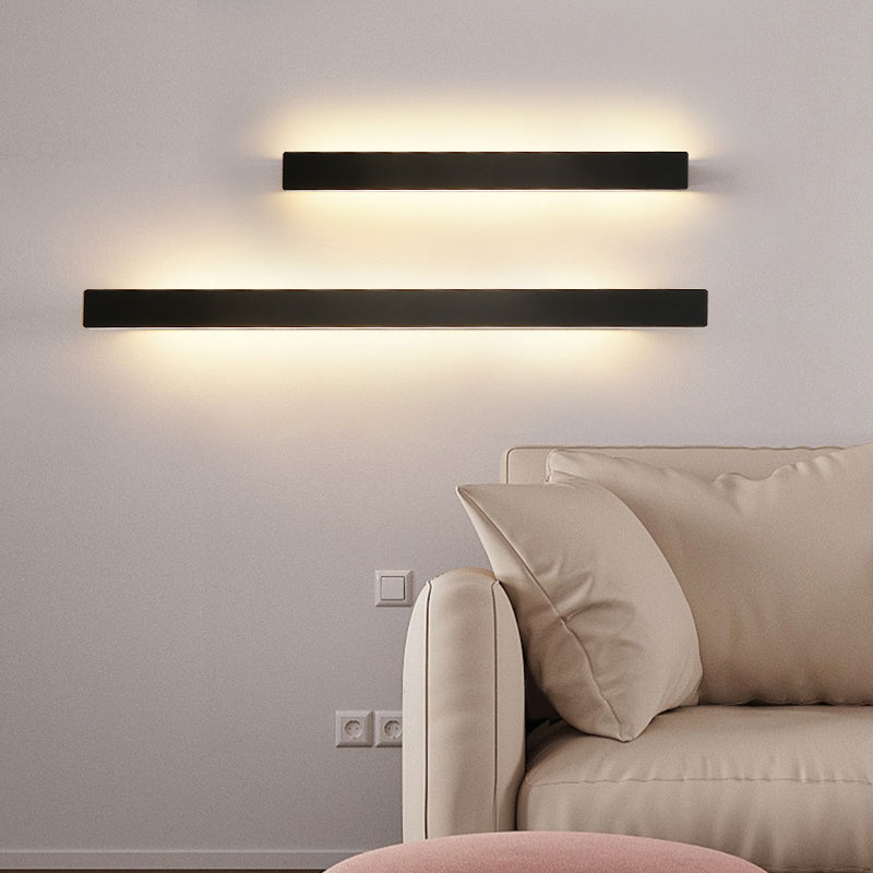 Linear Shade Wall Lighting Modern Simple Style  1 Light Sconce Light in Black Finish