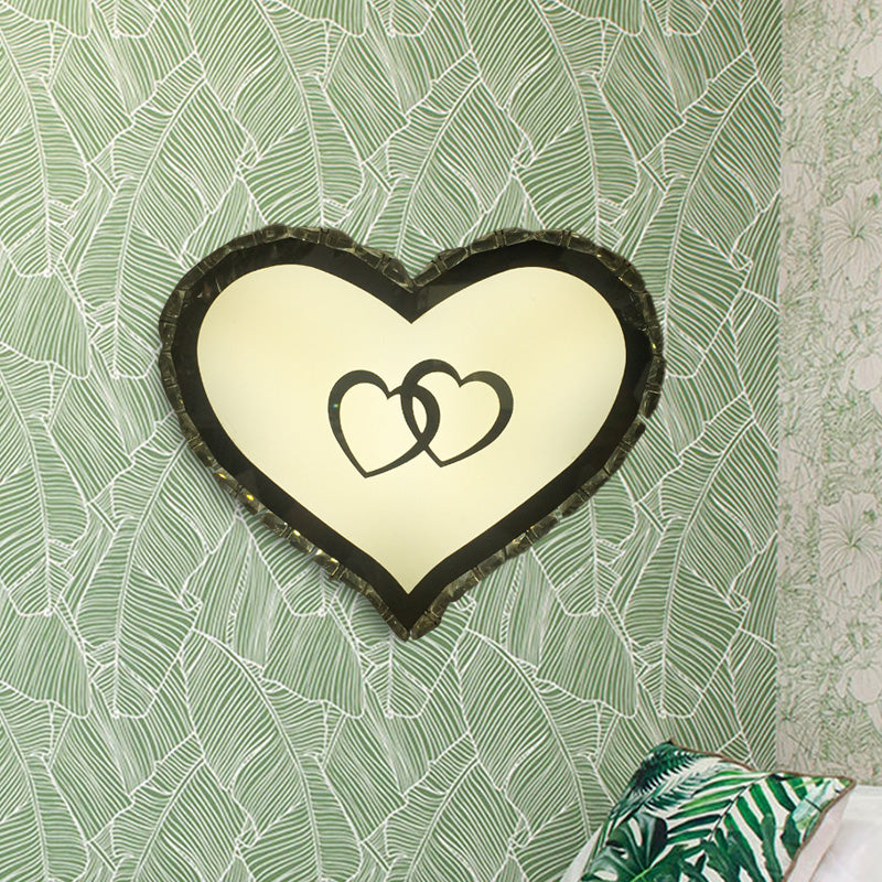 LED Bedroom Wall Sconce Lighting Simple White Wall Light Fixture with Heart-Shaped Crystal Shade in Warm/White/2 Color Light