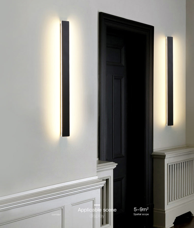 Linear Shade Wall Lighting Modern Simple Style  1 Light Sconce Light in Black Finish